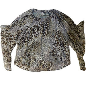 🛍️ Est. 1946 Brown Cheetah Print Blouse Womens Size 18/20W
